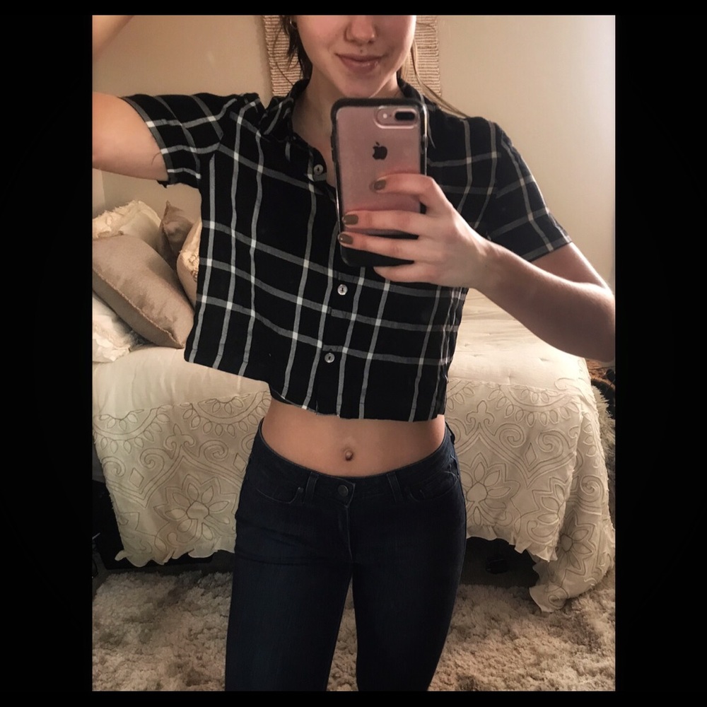 Pac Sun Black plaid crop top